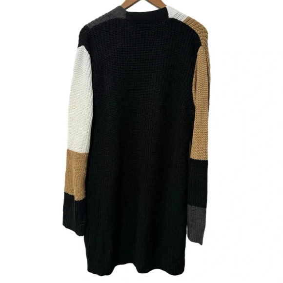 Fortune & Ivy Stitch Fix Beige Black Colorblock Cardigan Sweater Womens Sz XL - Picture 5 of 9